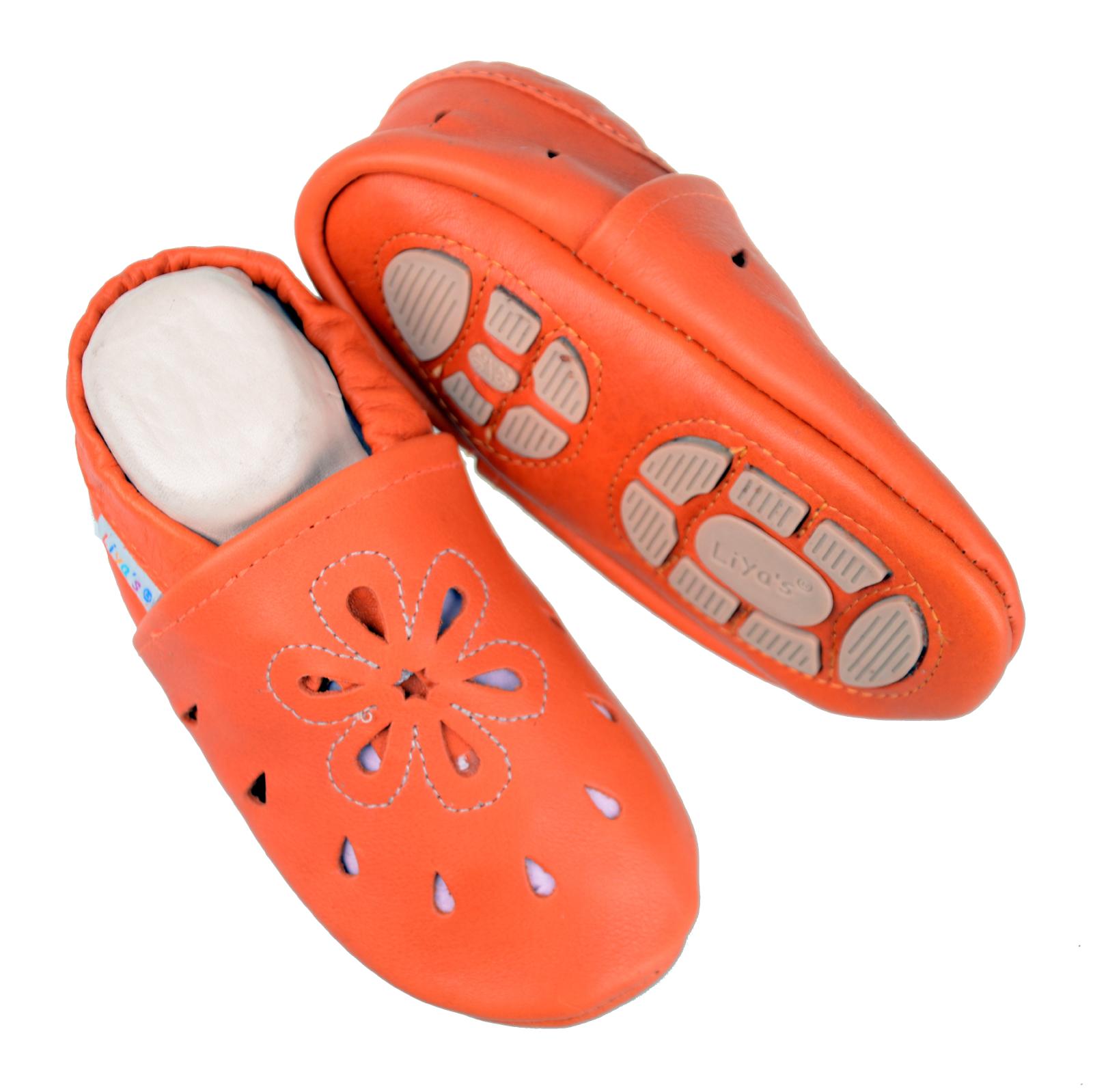 #637 Large Flower in Orange Liya/'s Baby Shoes House Shoes Slippers
