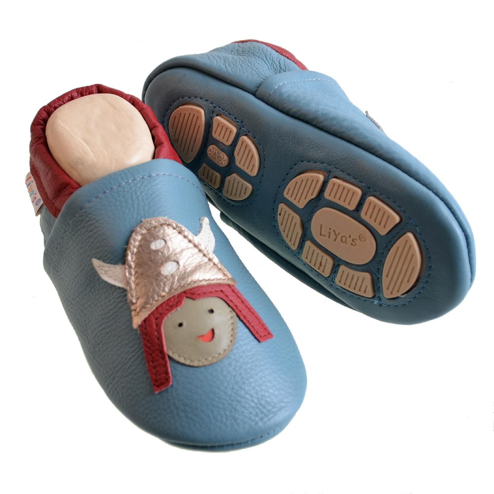 Liya's Hauschuhe mit Gummisohle - #644 Wikinger in Pastellblau