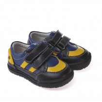 Caroch Jungen Sneaker  Kinderschuhe aus Leder in schwarz/blau