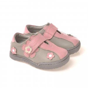 Caroch Mädchen Sneaker  Kinderschuhe aus Leder in rosa/hellgrau