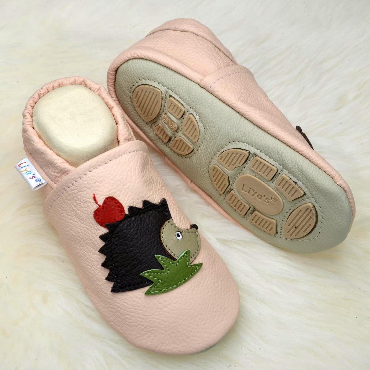 Liya/'s Krabbelschuhe Hausschuhe Lederpuschen Turnschläppchen #604 Igel